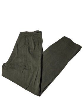 Olive Green Straight Leg Pants Womens Size 30 Waist Side Zipper Closure Casual